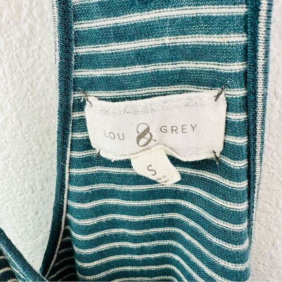 Lou & Grey Green White Stripe Linen Blend Dress Size S - Picture 3 of 4
